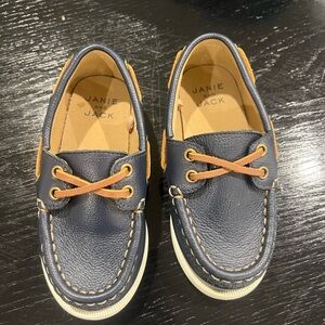 Janie and Jack Navy Leather Boat Shoes